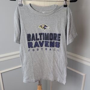 BALTIMORE RAVENS NFL Heather Gray Logo Football Fan Apparel Short Sleeve T-Shirt